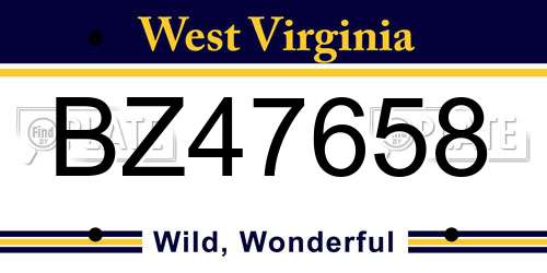 BZ47658 West Virginia License Plate