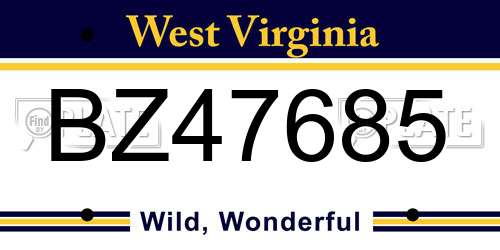 BZ47685 West Virginia License Plate