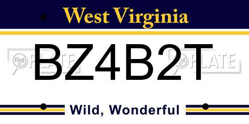 BZ4B2T West Virginia License Plate
