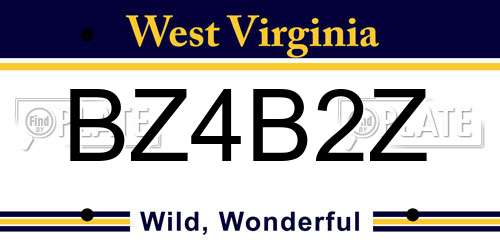 BZ4B2Z West Virginia License Plate