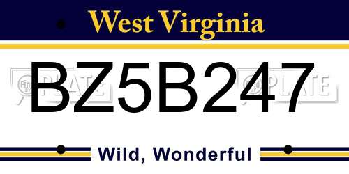 BZ5B247 West Virginia License Plate