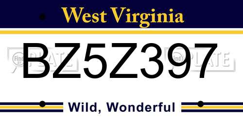 BZ5Z397 West Virginia License Plate