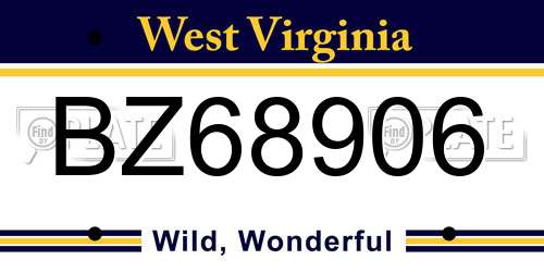 BZ68906 West Virginia License Plate