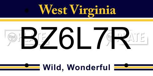 BZ6L7R West Virginia License Plate