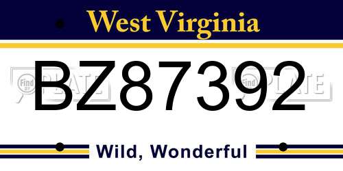 BZ87392 West Virginia License Plate
