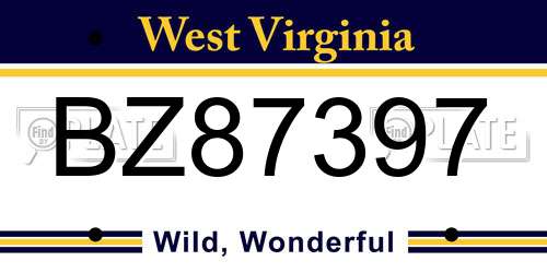 BZ87397 West Virginia License Plate