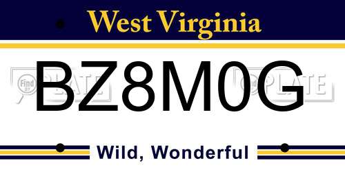 BZ8M0G West Virginia License Plate