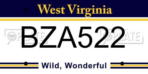 BZA522 West Virginia License Plate