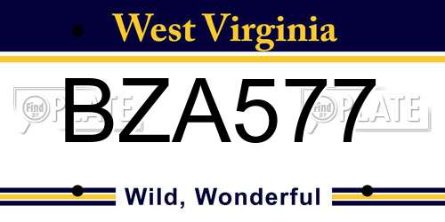 BZA577 West Virginia License Plate
