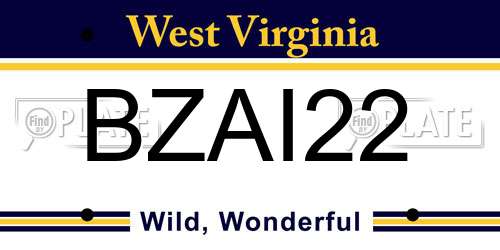BZAI22 West Virginia License Plate