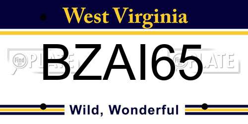 BZAI65 West Virginia License Plate