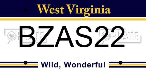 BZAS22 West Virginia License Plate