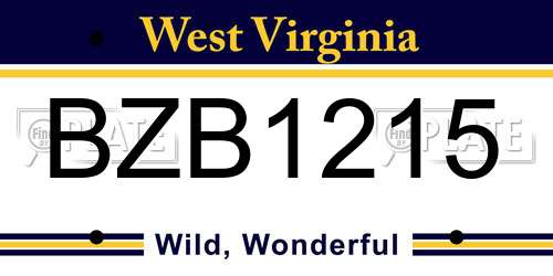 BZB1215 West Virginia License Plate