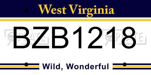 BZB1218 West Virginia License Plate
