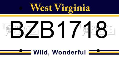 BZB1718 West Virginia License Plate