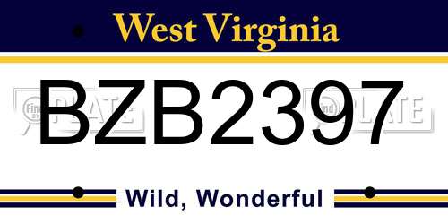 BZB2397 West Virginia License Plate