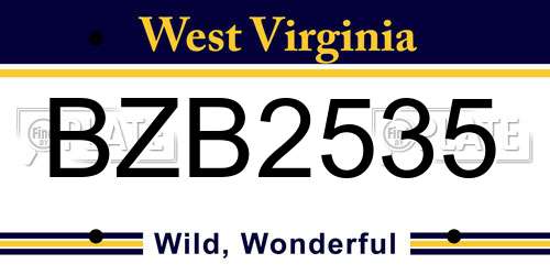 BZB2535 West Virginia License Plate