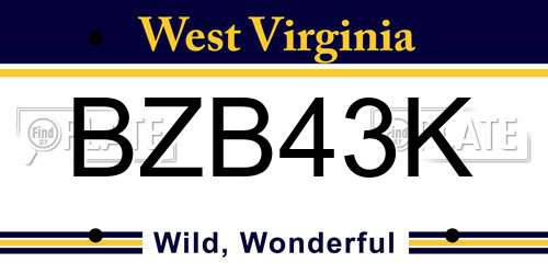 BZB43K West Virginia License Plate
