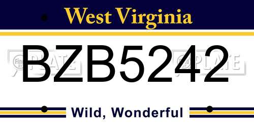 BZB5242 West Virginia License Plate