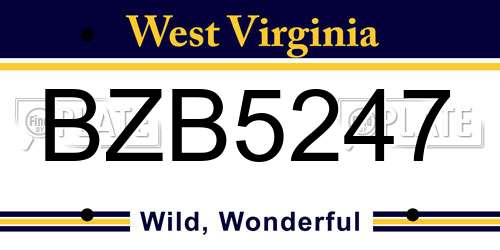 BZB5247 West Virginia License Plate