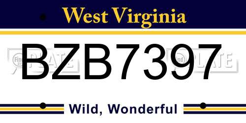 BZB7397 West Virginia License Plate