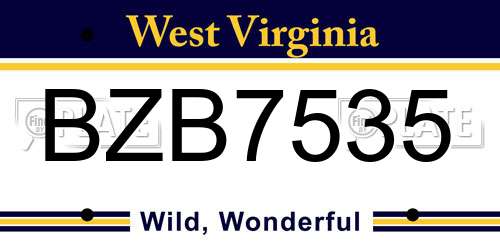 BZB7535 West Virginia License Plate