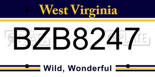 BZB8247 West Virginia License Plate