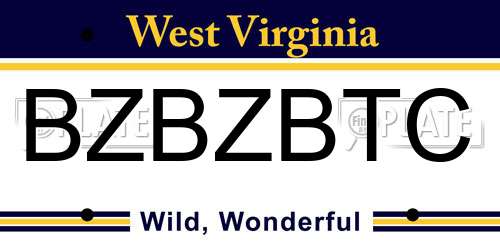 BZBZBTC West Virginia License Plate