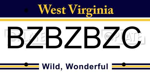 BZBZBZC West Virginia License Plate