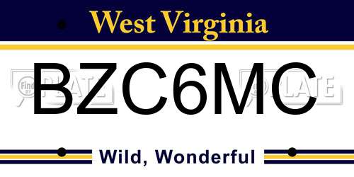 BZC6MC West Virginia License Plate