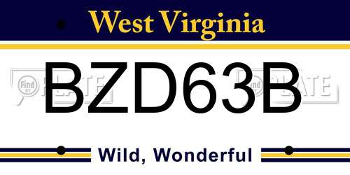 BZD63B West Virginia License Plate