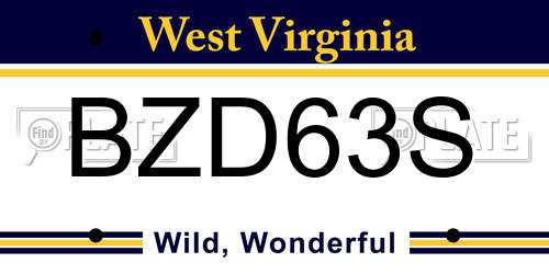 BZD63S West Virginia License Plate