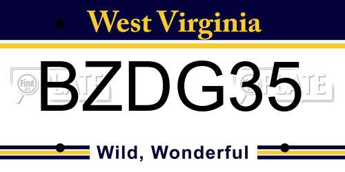 BZDG35 West Virginia License Plate