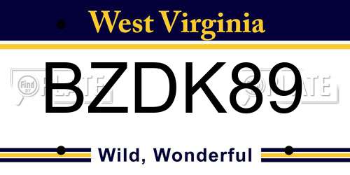BZDK89 West Virginia License Plate