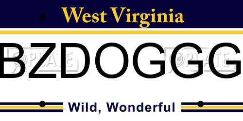 BZDOGGG West Virginia License Plate