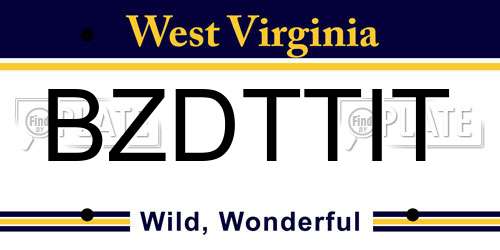 BZDTTIT West Virginia License Plate
