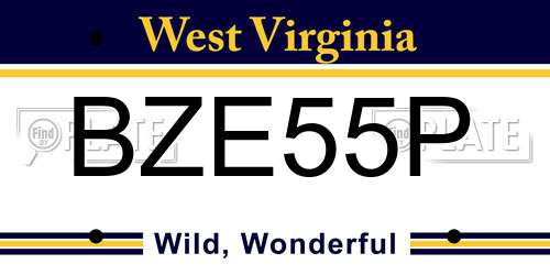 BZE55P West Virginia License Plate
