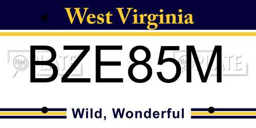 BZE85M West Virginia License Plate
