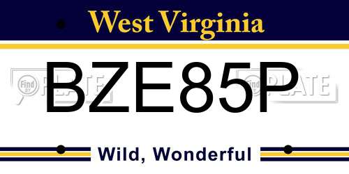 BZE85P West Virginia License Plate