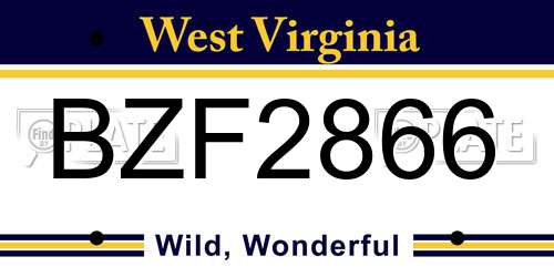 BZF2866 West Virginia License Plate