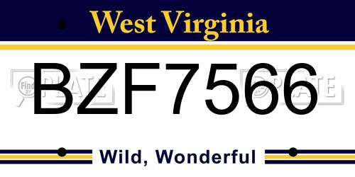 BZF7566 West Virginia License Plate