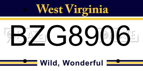 BZG8906 West Virginia License Plate