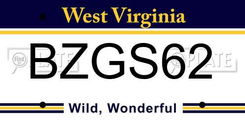 BZGS62 West Virginia License Plate