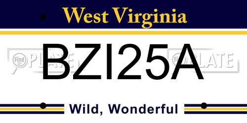 BZI25A West Virginia License Plate