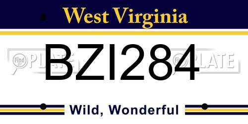 BZI284 West Virginia License Plate