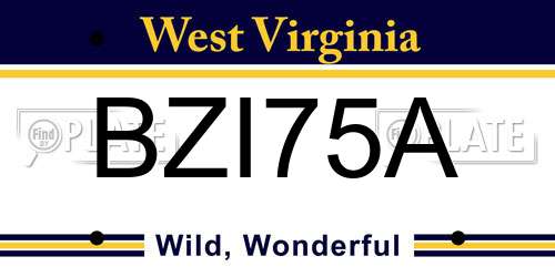 BZI75A West Virginia License Plate