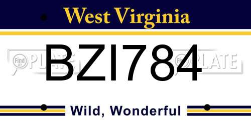 BZI784 West Virginia License Plate