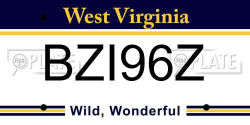 BZI96Z West Virginia License Plate