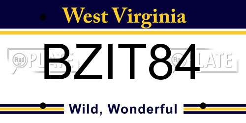 BZIT84 West Virginia License Plate