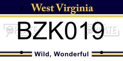 BZK019 West Virginia License Plate